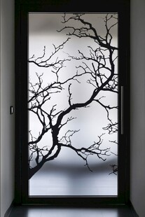 窗映枯树景