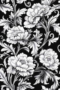 黑白花卉优雅图案纹理