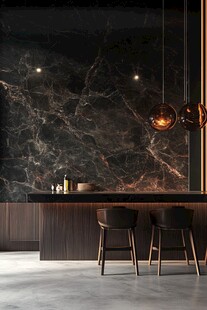 奢华大理石吧台室内场景