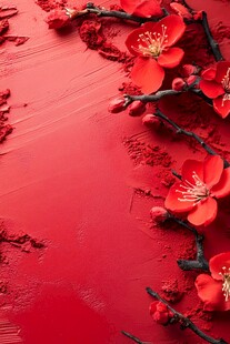 红梅映红底 喜庆氛围浓