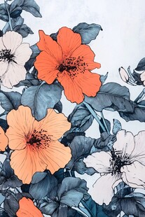 手绘多彩花卉图案