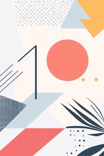 几何植物抽象风插画图案