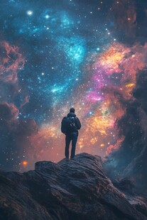 仰望星空的孤独旅人