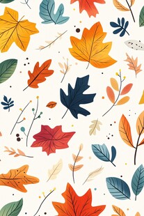 秋季多彩树叶无缝图案