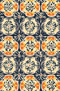 复古风几何花卉图案纹理