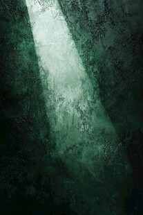 绿光穿透黑暗墙面背景