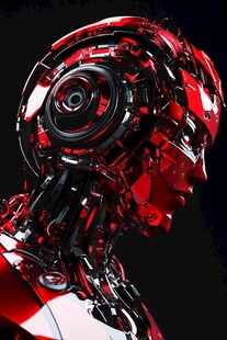 红色机械女头 科技感十足