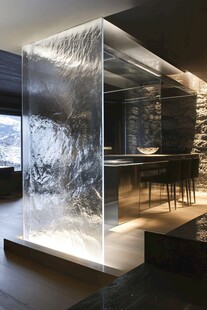 现代室内透明纹理隔断装置