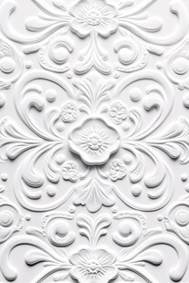 白色浮雕花纹墙面装饰图案