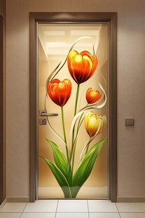 郁金香艺术玻璃门装饰