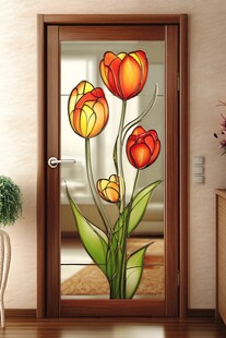 彩色郁金香玻璃门艺术