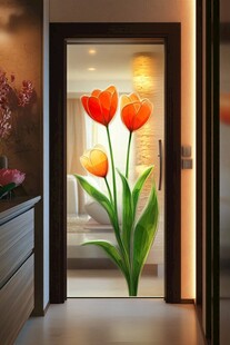 郁金香艺术玻璃门装饰