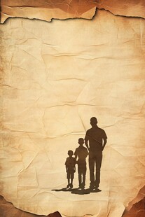 父子三人温馨剪影画面