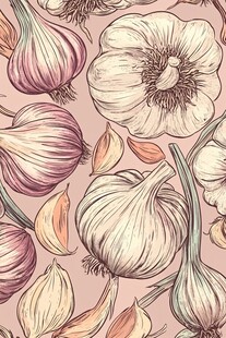 手绘大蒜图案纹理背景