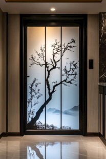 中式艺术玻璃门 典雅设计
