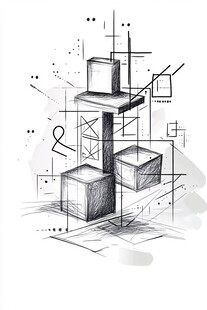 几何结构线条抽象手绘稿