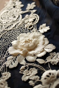 精美白色蕾丝刺绣花朵图案