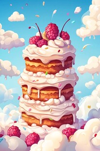 梦幻云端上的多层美味蛋糕