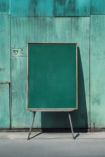 靠墙的墨绿色三角架黑板