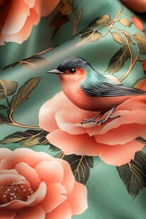 花鸟丝绸图案 精致灵动