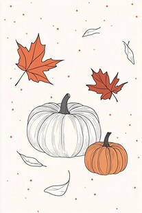 秋日南瓜与枫叶插画