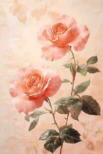 两枝柔美粉玫瑰