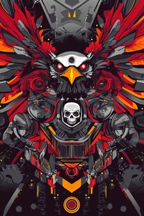 机械鹰与骷髅的炫酷艺术