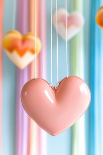 粉色爱心挂饰 梦幻背景