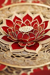 中式金红莲花精致装饰