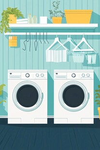 现代洗衣房 双洗衣机场景