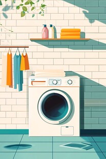 清新洗衣房一角