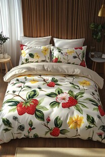 草莓花卉图案温馨床品