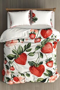 草莓花卉图案床上用品套装