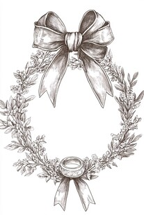 手绘花环配蝴蝶结装饰
