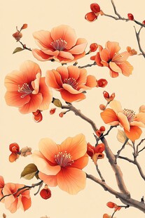 橙艳桃花枝 烂漫春意浓