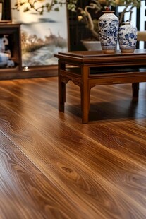 中式风格实木地板与摆件