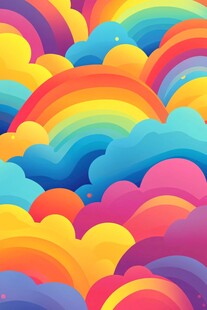 梦幻彩虹云朵背景图案