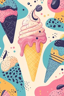 缤纷多彩的冰淇淋图案