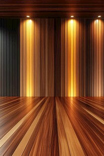 木质墙面与地板室内空间