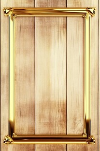 金色边框装饰于木质背景