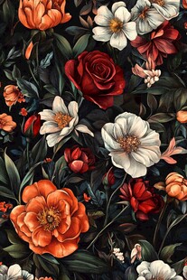 复古繁花图案 色彩绚丽