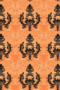 橙色底黑色复古花纹图案