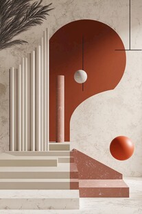 现代几何风格室内空间场景