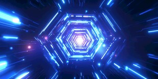 六边形科幻炫光隧道背景