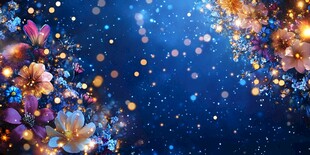 梦幻花卉星空背景图