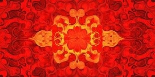 中式红色华丽对称花纹图案