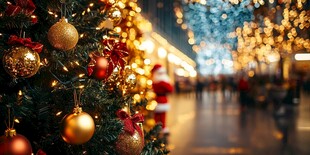 圣诞装饰点亮繁华街道