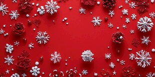 红底雪花圣诞装饰元素