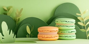 清新风马卡龙与绿植组合