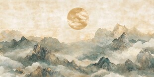 月夜群山云海诗意画卷